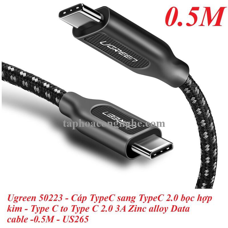 Ugreen 50223 0.5M Cáp USB TypeC sang USB mạ Zinc alloy cao cấp US265 30050223